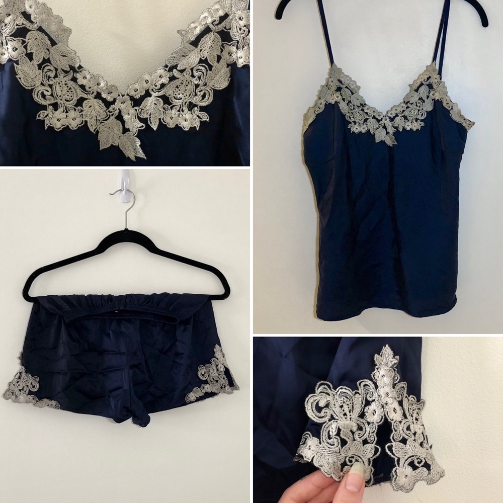 silky navy blue sleep set